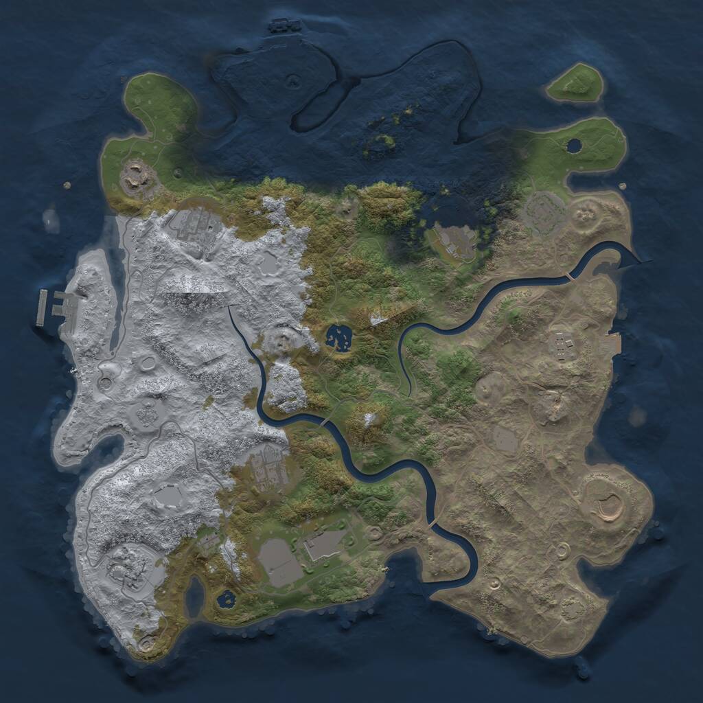 Rust Map: Procedural Map, Size: 3850, Seed: 849189248, 16 Monuments