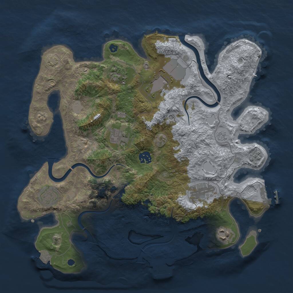 Rust Map: Procedural Map, Size: 3500, Seed: 47893, 14 Monuments