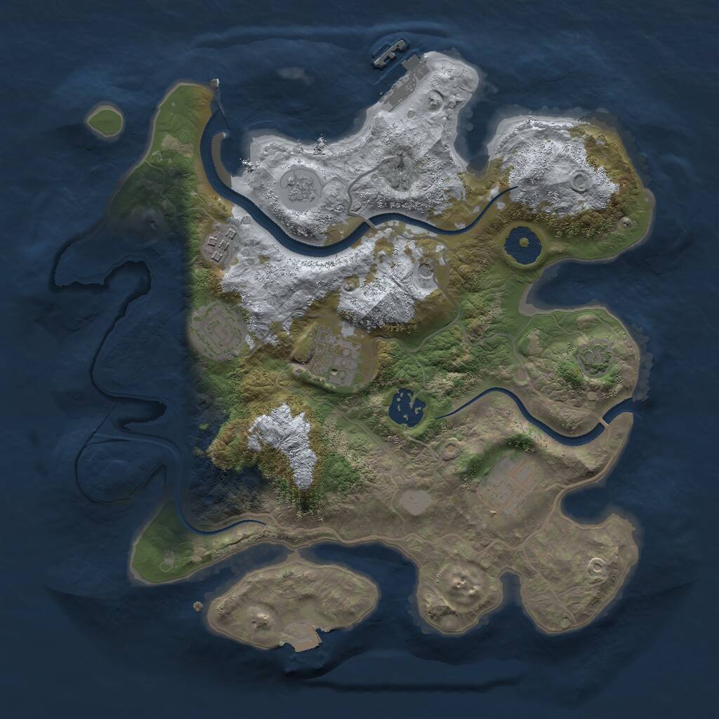 Rust Map: Procedural Map, Size: 3000, Seed: 18189, 10 Monuments