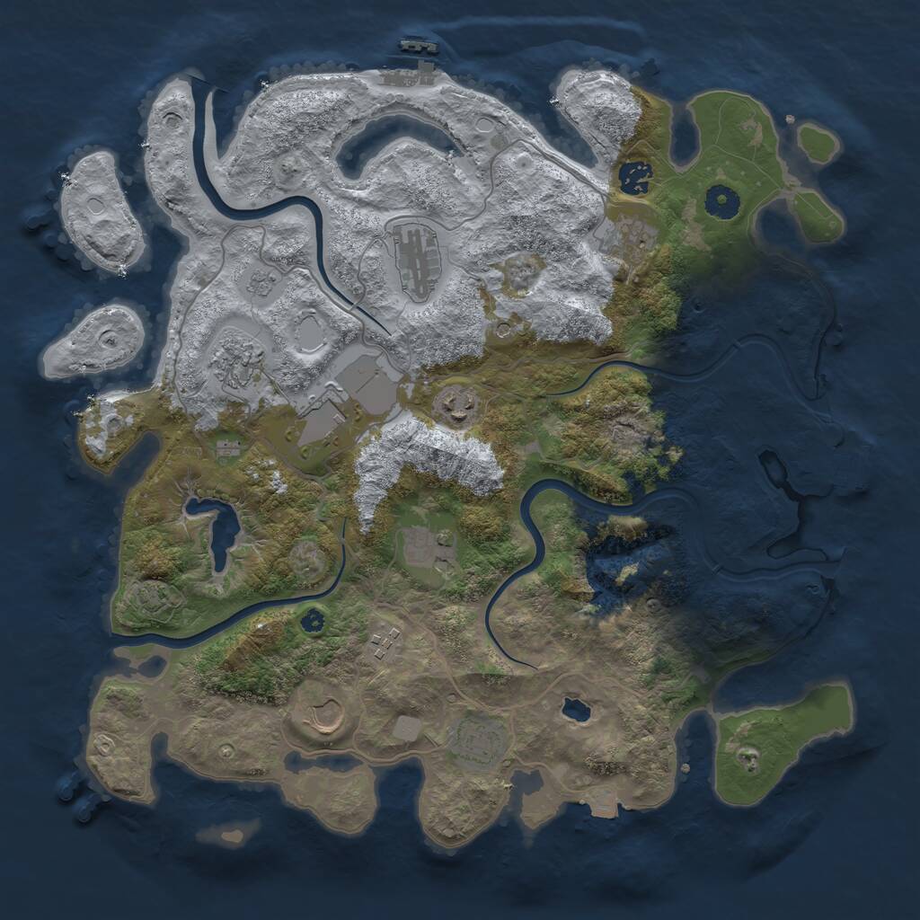 Rust Map: Procedural Map, Size: 4000, Seed: 1282133075, 16 Monuments