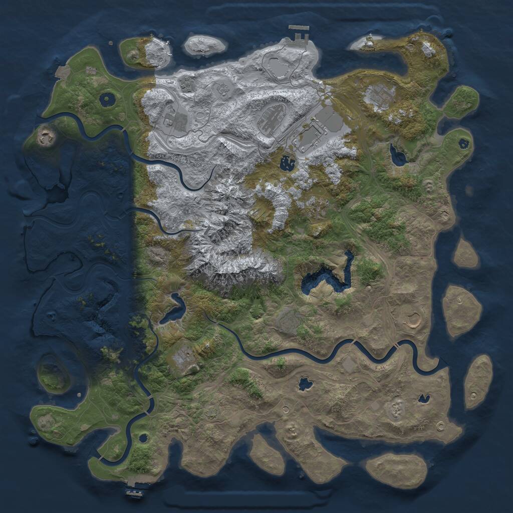 Rust Map: Procedural Map, Size: 5000, Seed: 34031, 17 Monuments