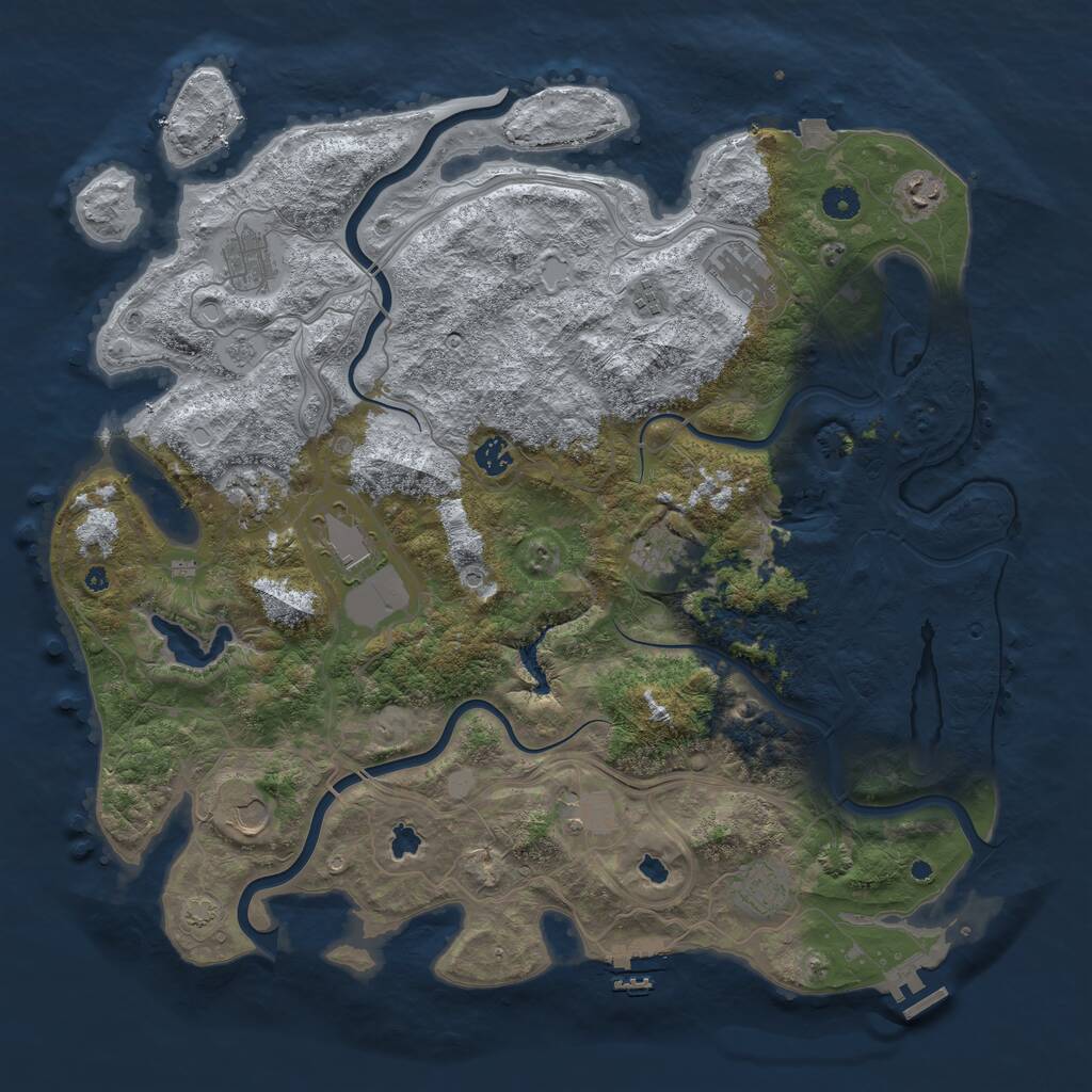 Rust Map: Procedural Map, Size: 4500, Seed: 1757289728, 17 Monuments