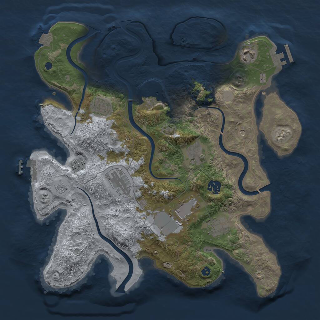 Rust Map: Procedural Map, Size: 3500, Seed: 154463611, 15 Monuments
