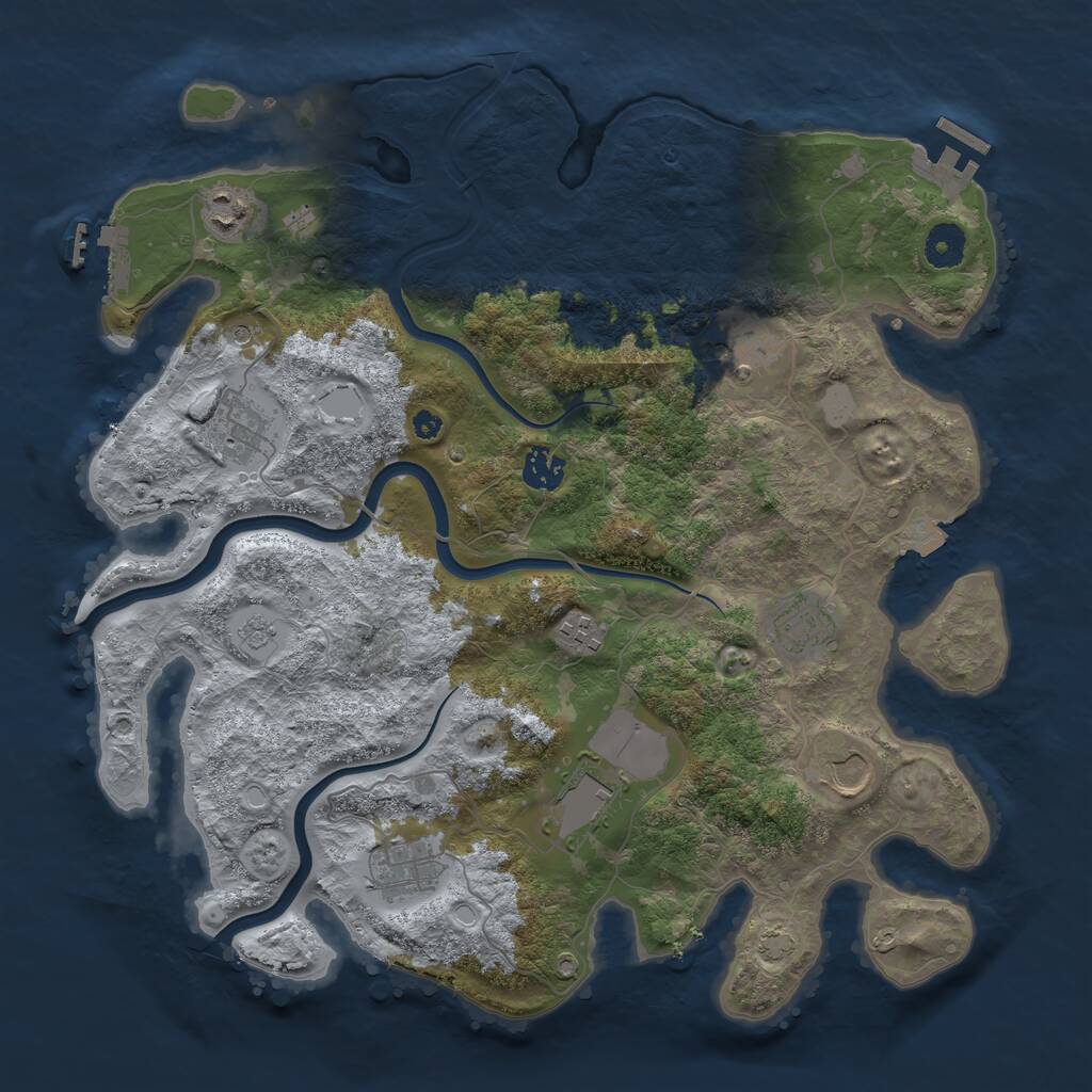 Rust Map: Procedural Map, Size: 3800, Seed: 1139702360, 15 Monuments