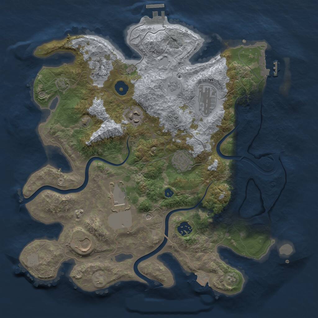 Rust Map: Procedural Map, Size: 3500, Seed: 6577643, 14 Monuments