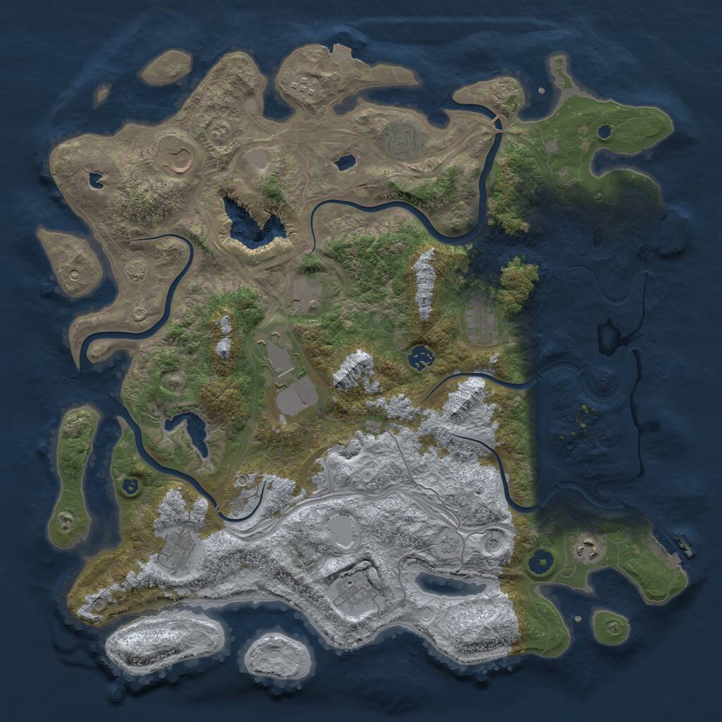 Rust Map: Procedural Map, Size: 4500, Seed: 1300176000, 16 Monuments