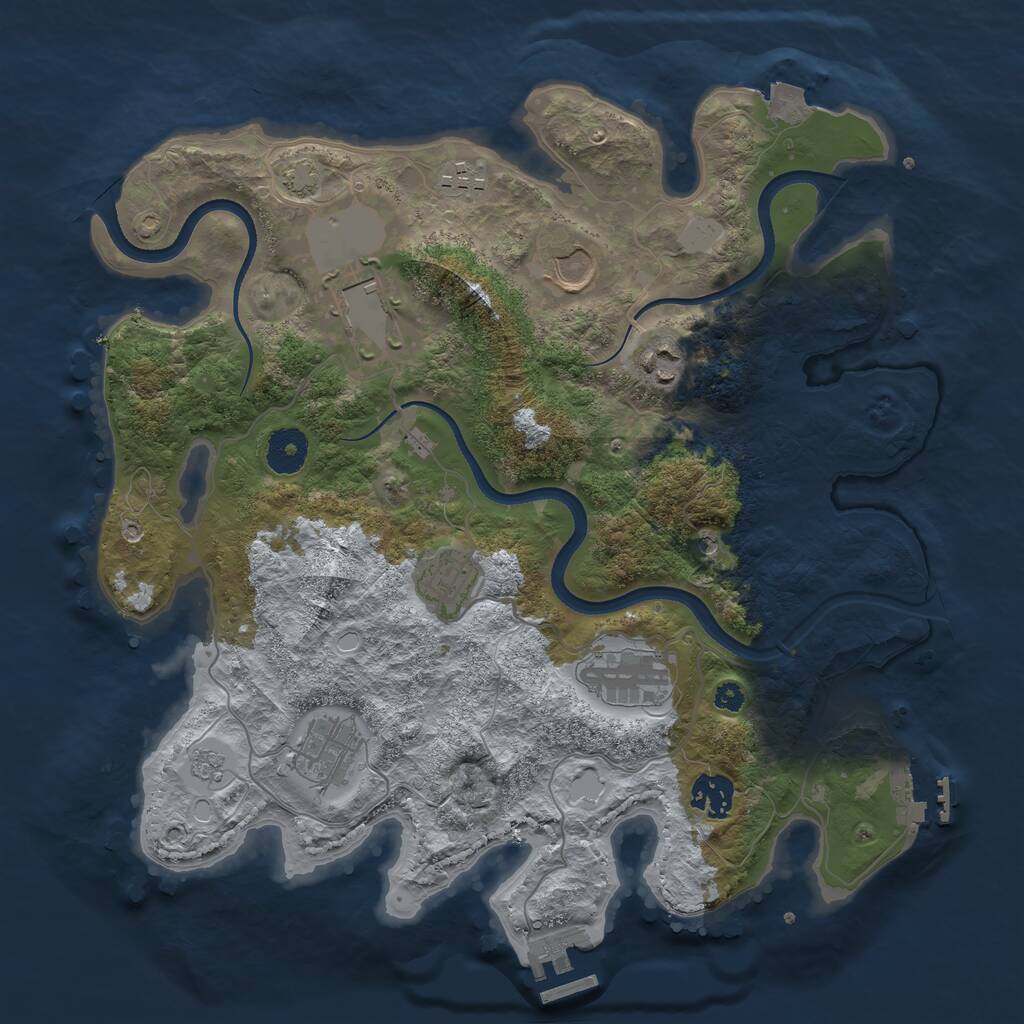 Rust Map: Procedural Map, Size: 3500, Seed: 373539509, 14 Monuments
