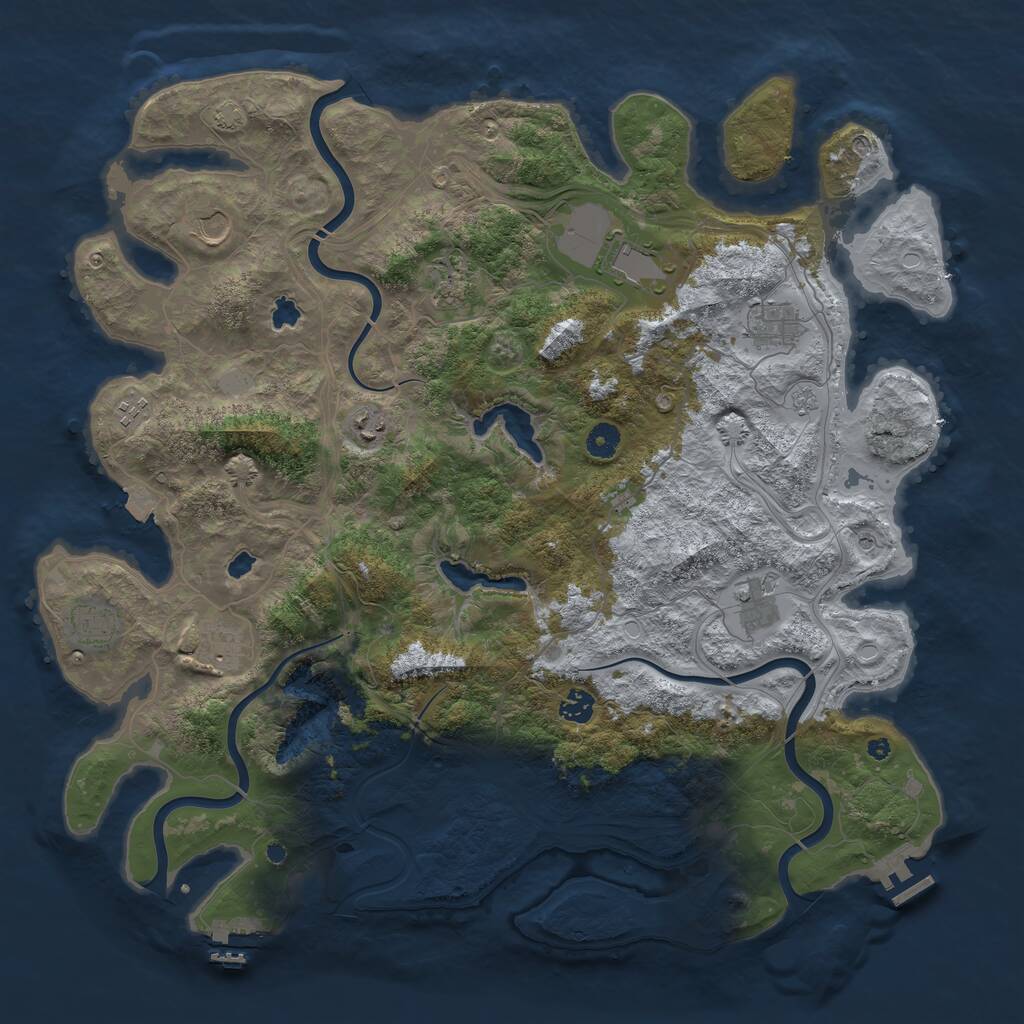 Rust Map: Procedural Map, Size: 4500, Seed: 431293988, 16 Monuments