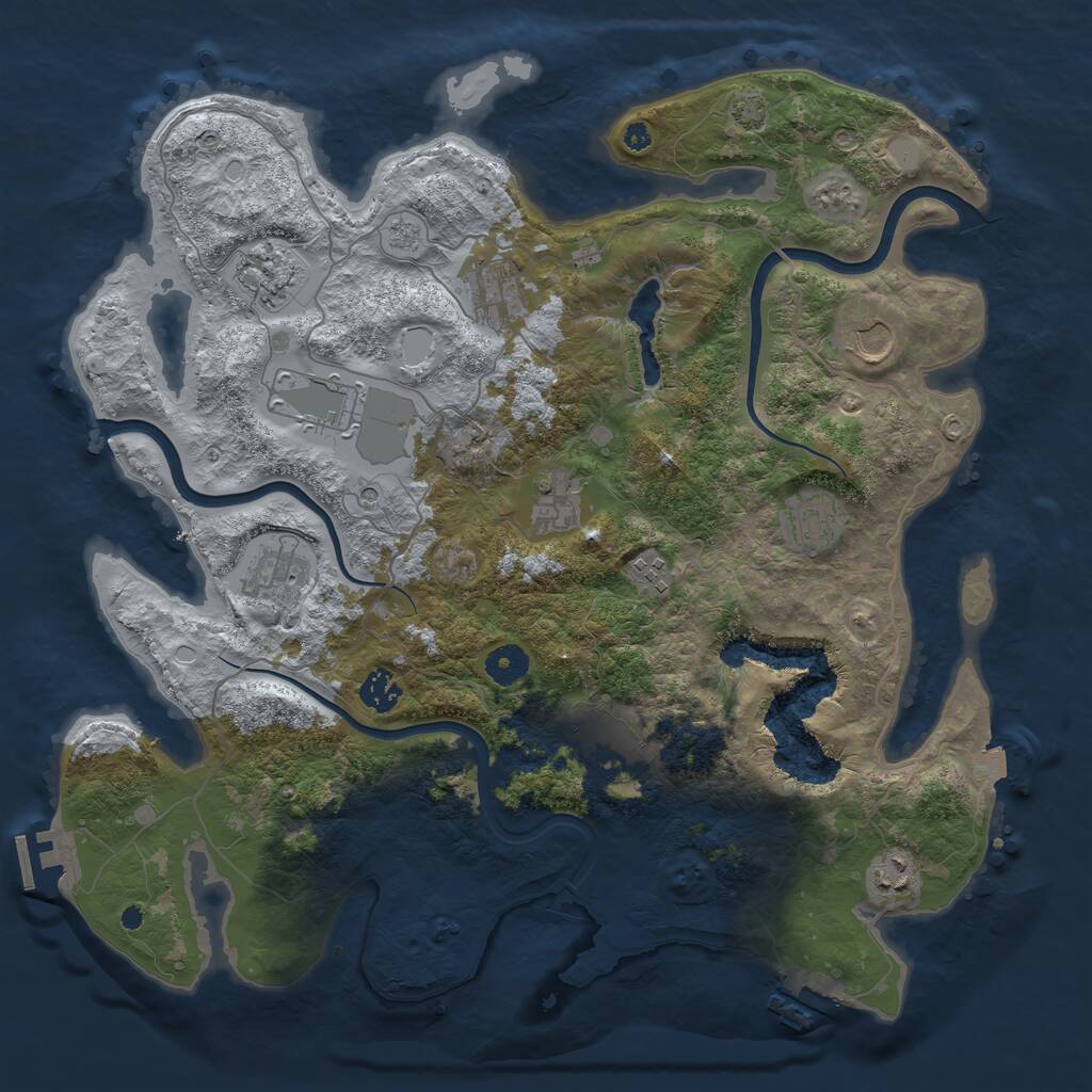 Rust Map: Procedural Map, Size: 4000, Seed: 124578, 17 Monuments