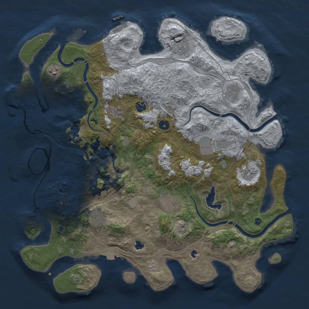 Rust Map: Procedural Map, Size: 4500, Seed: 1298372800, 16 Monuments