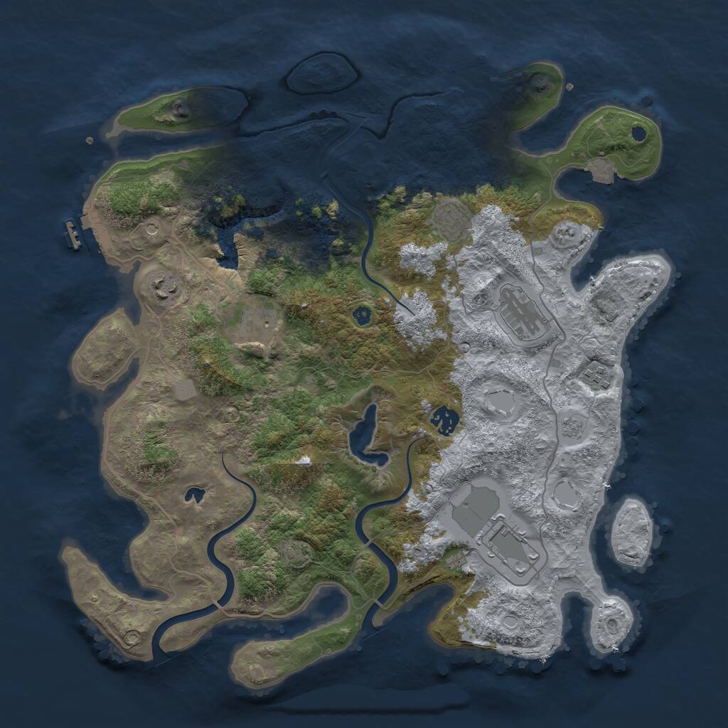 Rust Map: Procedural Map, Size: 4000, Seed: 203720358, 13 Monuments
