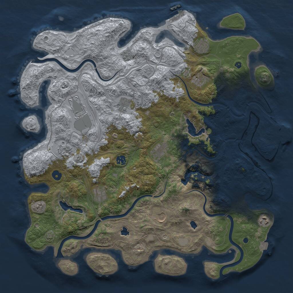 Rust Map: Procedural Map, Size: 4500, Seed: 150066499, 17 Monuments