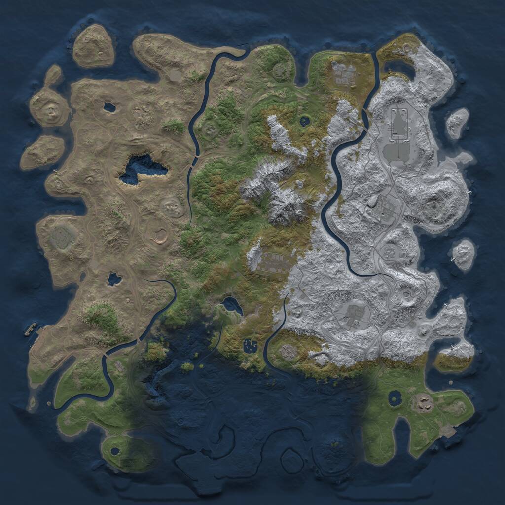 Rust Map: Procedural Map, Size: 5000, Seed: 525479252, 17 Monuments