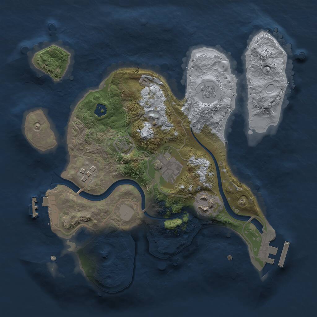 Rust Map: Procedural Map, Size: 2500, Seed: 1466890055, 8 Monuments