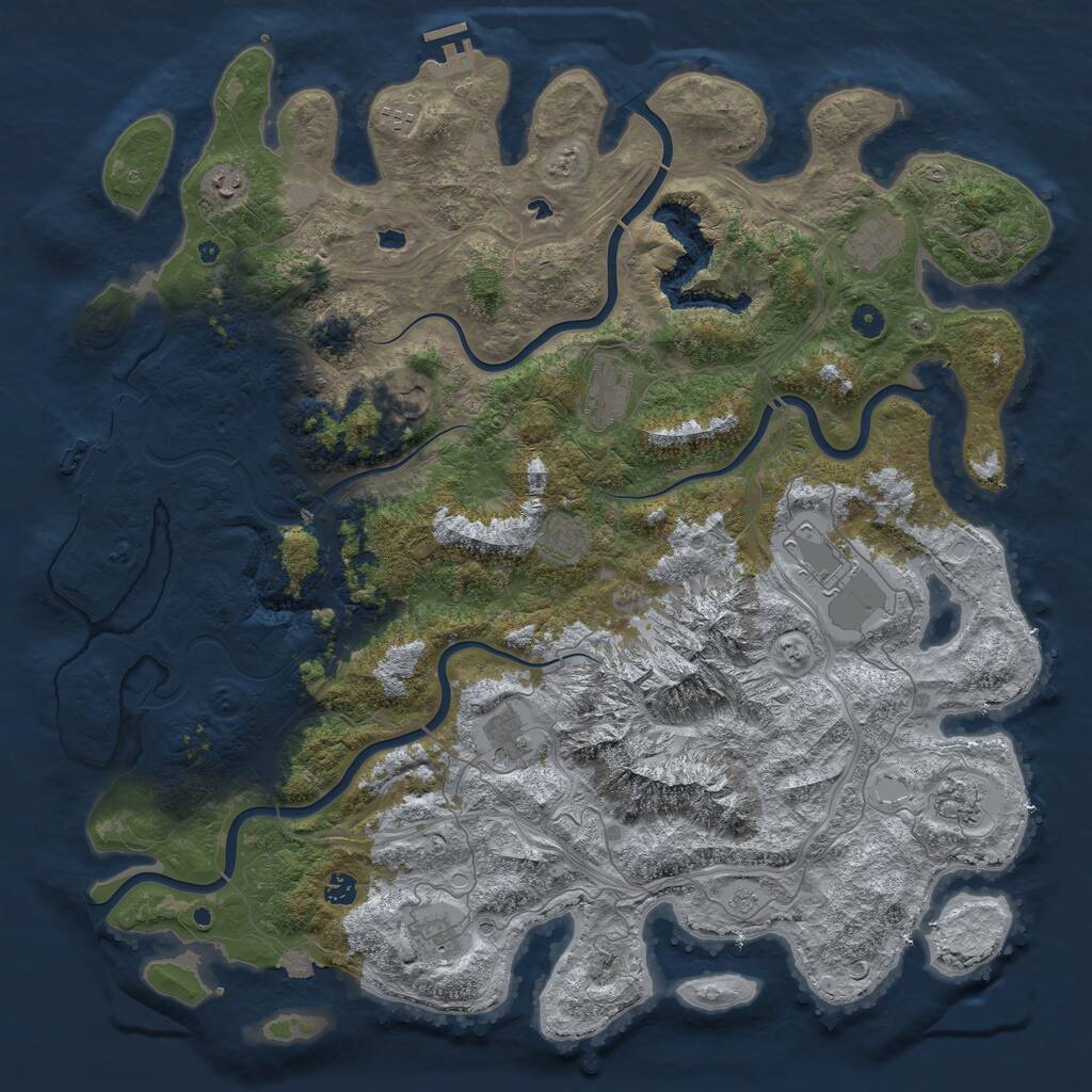 Rust Map: Procedural Map, Size: 5000, Seed: 483130858, 17 Monuments