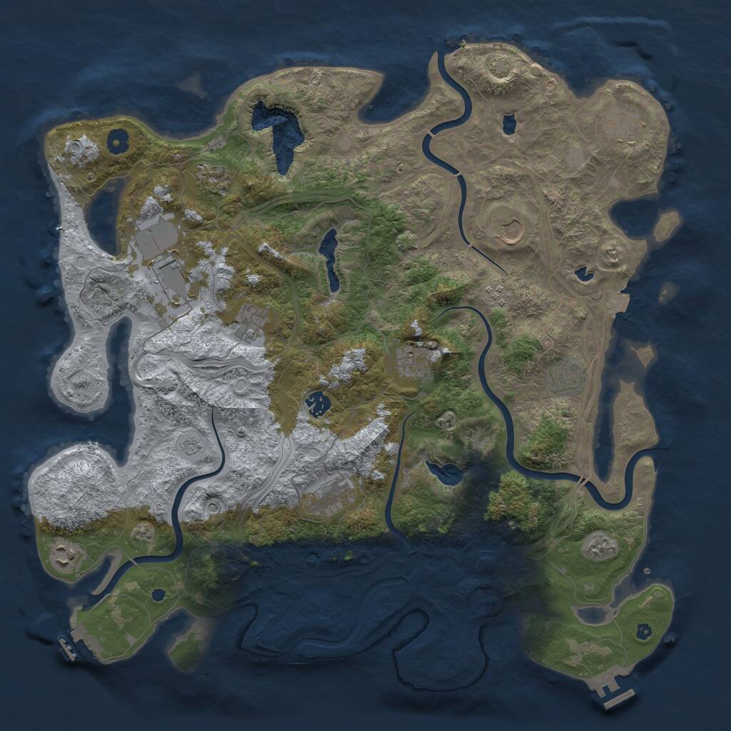 Rust Map: Procedural Map, Size: 4500, Seed: 115270061, 17 Monuments