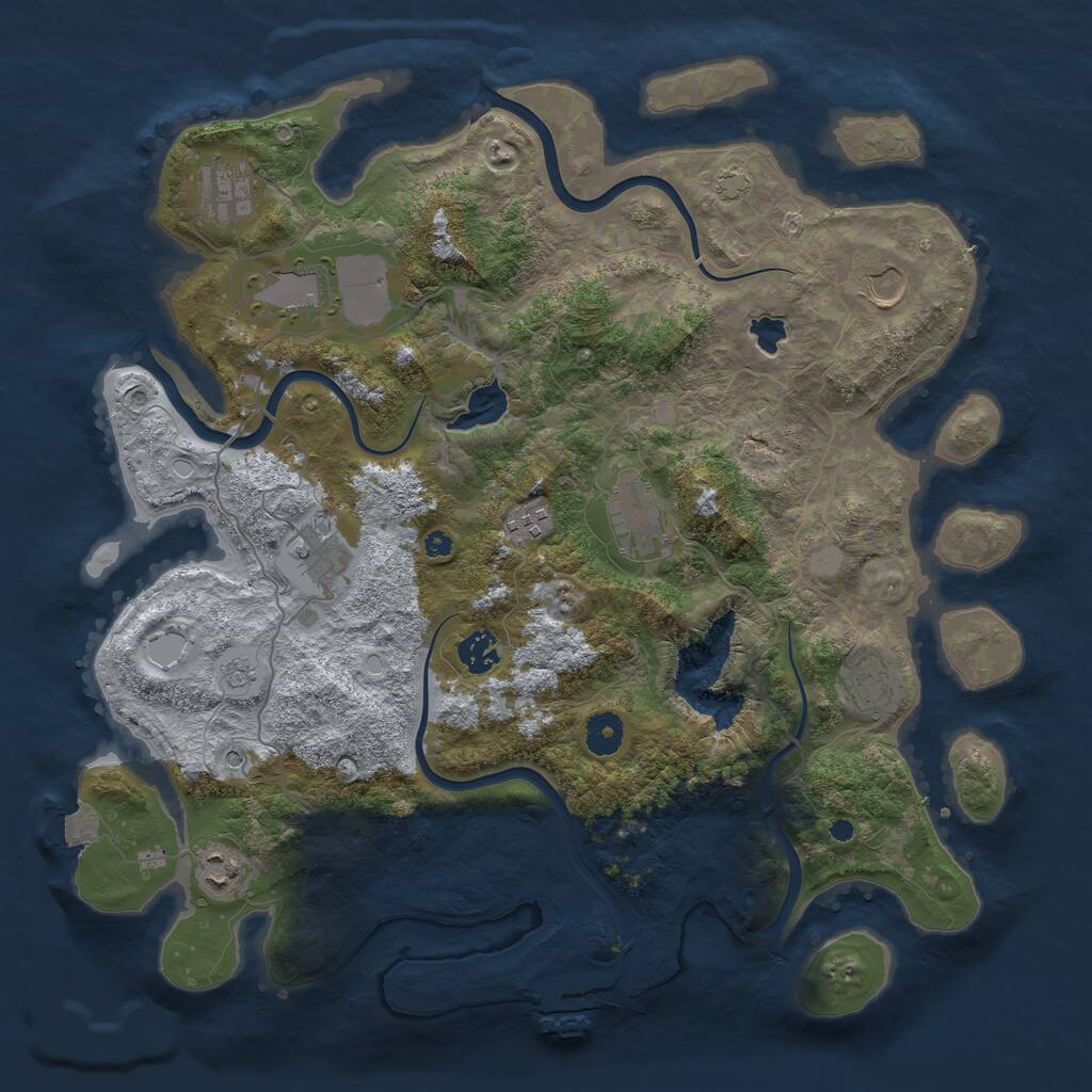 Rust Map: Procedural Map, Size: 4000, Seed: 1154650347, 14 Monuments