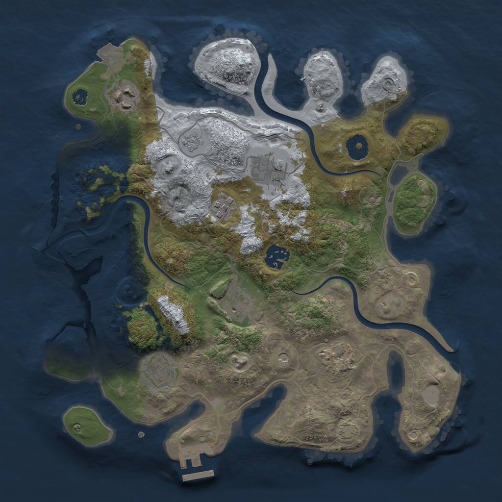 Rust Map: Procedural Map, Size: 3200, Seed: 846608386, 12 Monuments