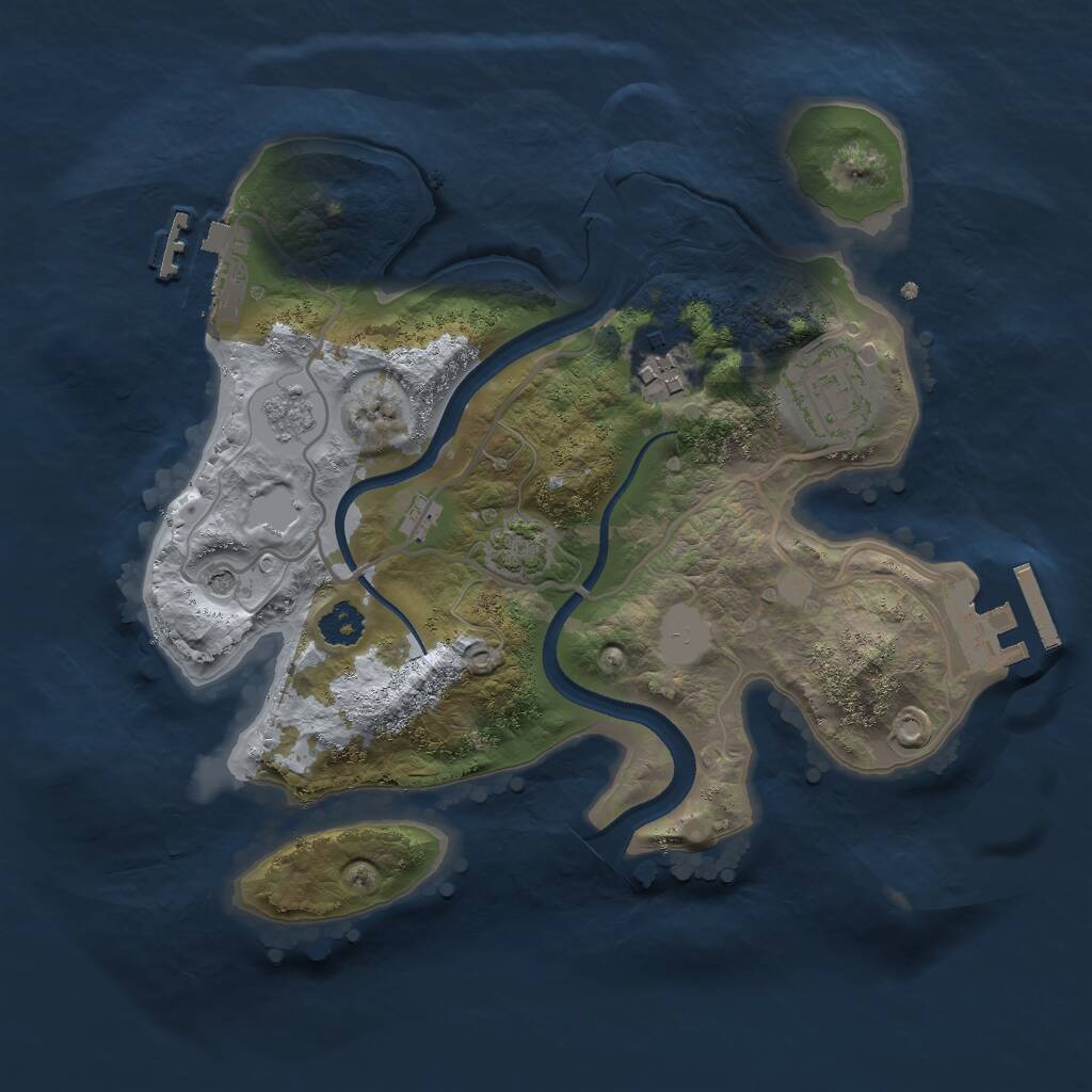 Rust Map: Procedural Map, Size: 2500, Seed: 23463463, 8 Monuments