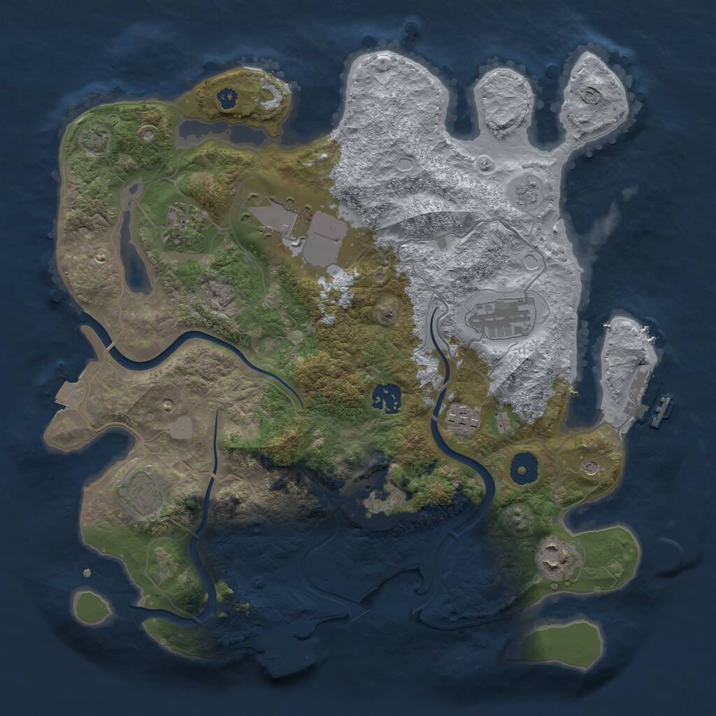 Rust Map: Procedural Map, Size: 3500, Seed: 81459, 14 Monuments