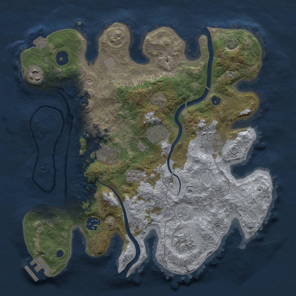 Rust Map: Procedural Map, Size: 3250, Seed: 861692449, 12 Monuments