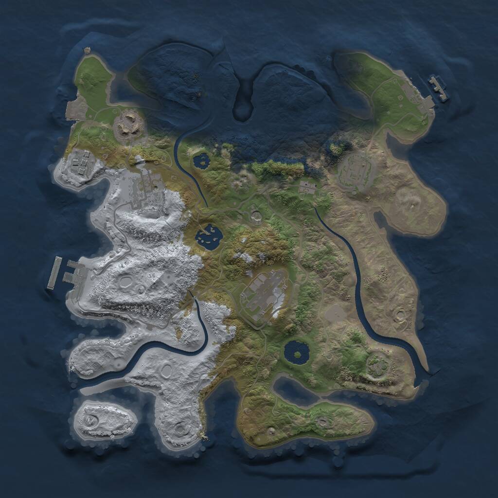 Rust Map: Procedural Map, Size: 3000, Seed: 659862033, 11 Monuments
