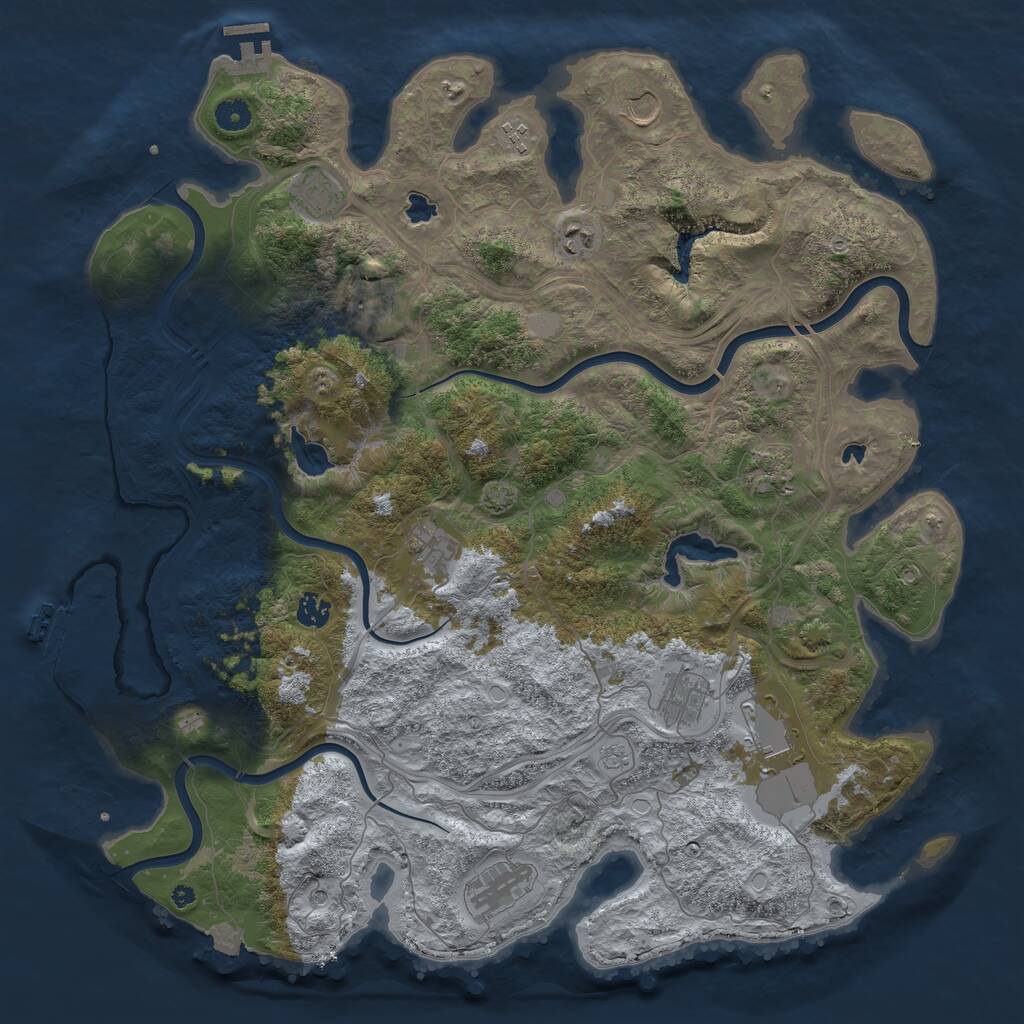 Rust Map: Procedural Map, Size: 4500, Seed: 696969698, 17 Monuments