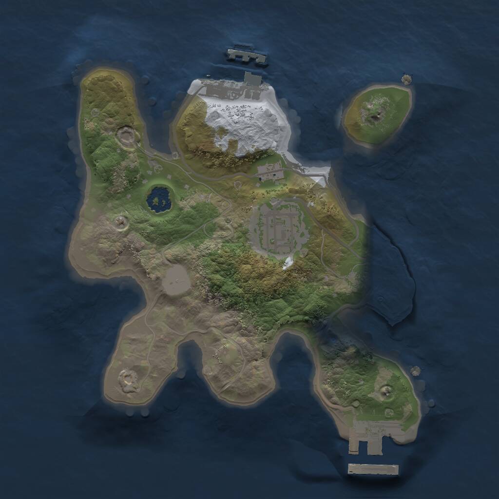 Rust Map: Procedural Map, Size: 2000, Seed: 55442, 4 Monuments