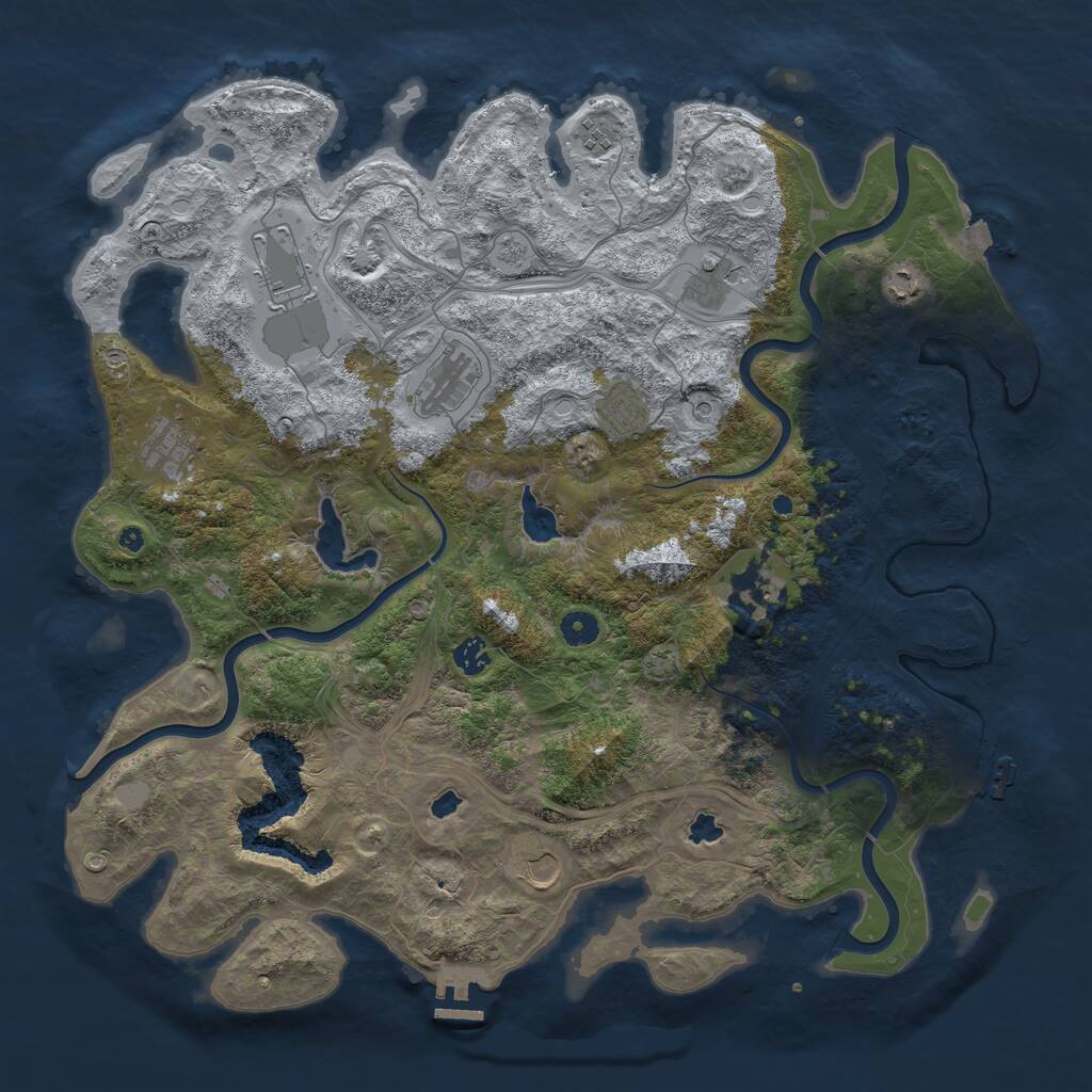 Rust Map: Procedural Map, Size: 4500, Seed: 349375003, 16 Monuments