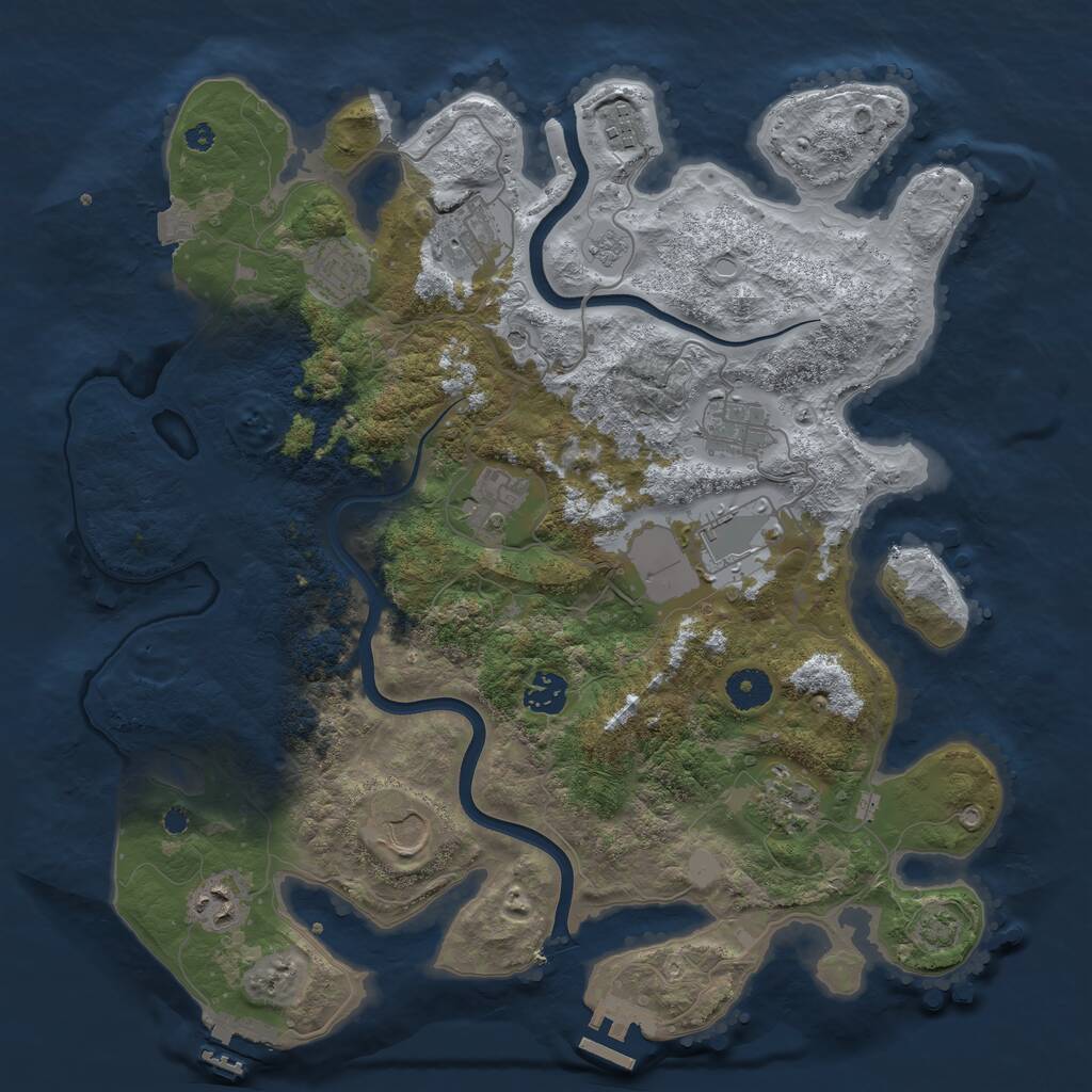 Rust Map: Procedural Map, Size: 3800, Seed: 452276009, 16 Monuments