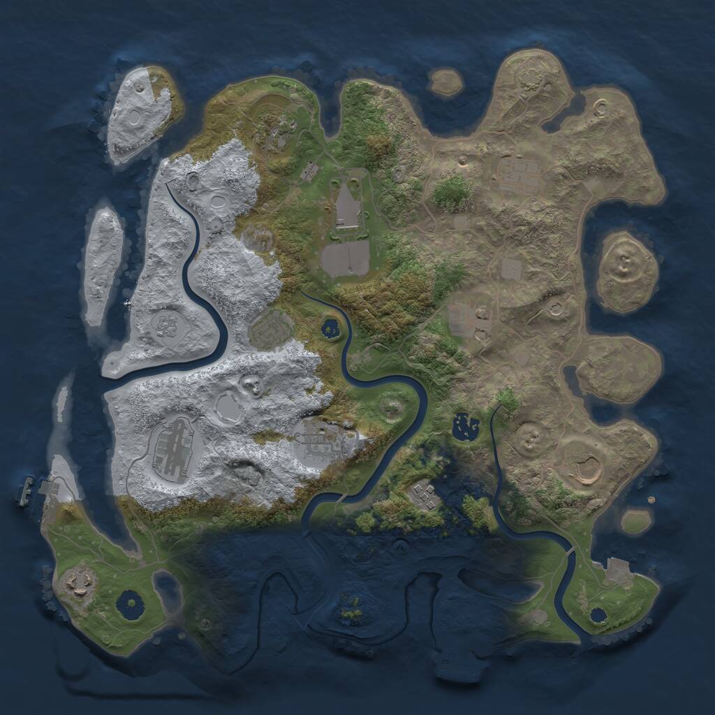 Rust Map: Procedural Map, Size: 3800, Seed: 1881080670, 17 Monuments