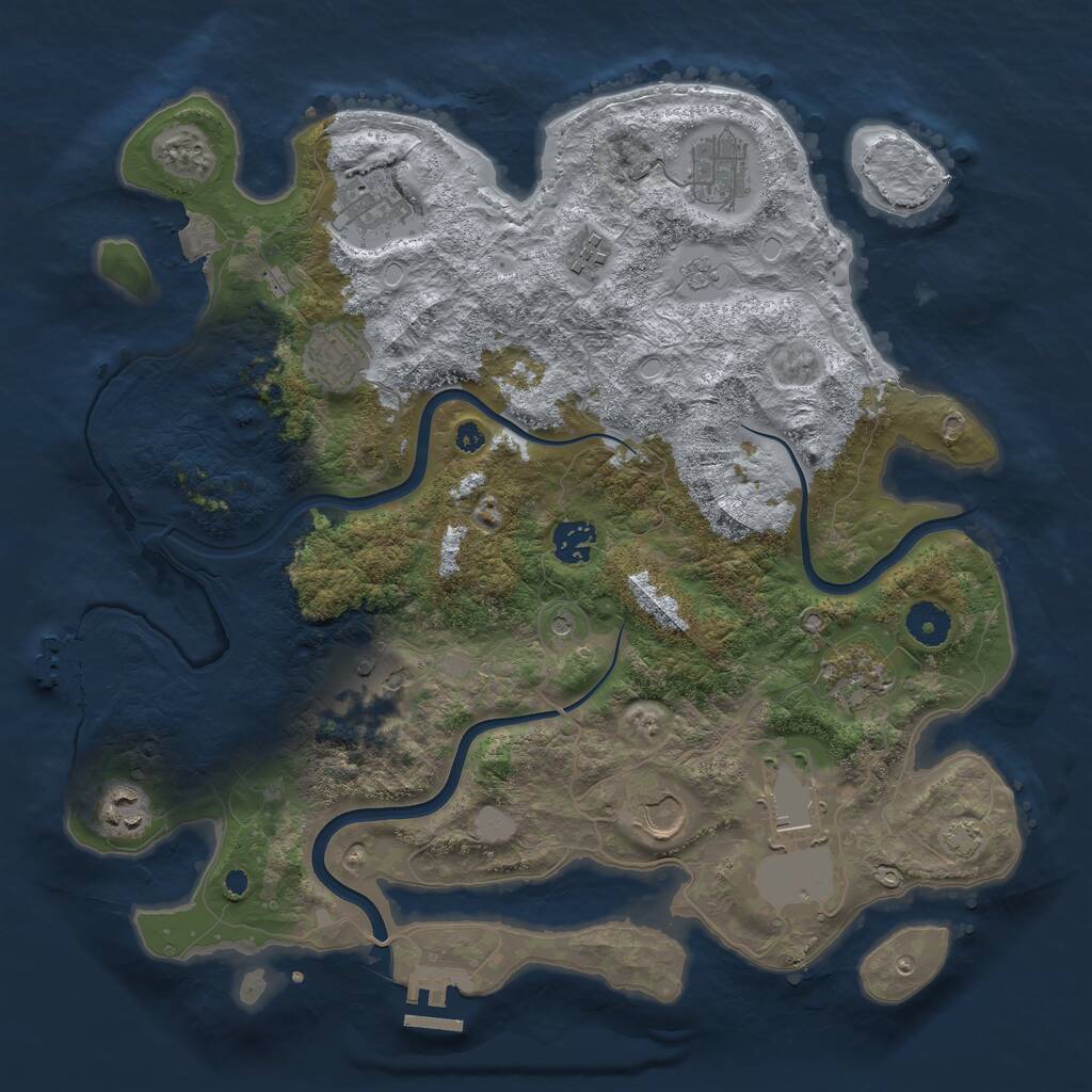 Rust Map: Procedural Map, Size: 3750, Seed: 583771805, 16 Monuments