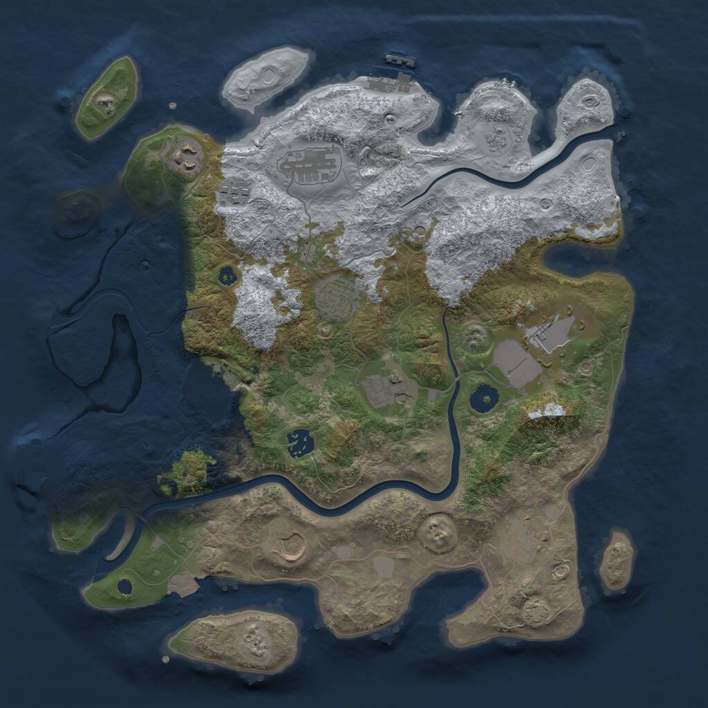 Rust Map: Procedural Map, Size: 3800, Seed: 695217793, 16 Monuments