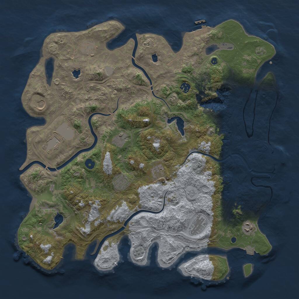 Rust Map: Procedural Map, Size: 4500, Seed: 490385512, 17 Monuments