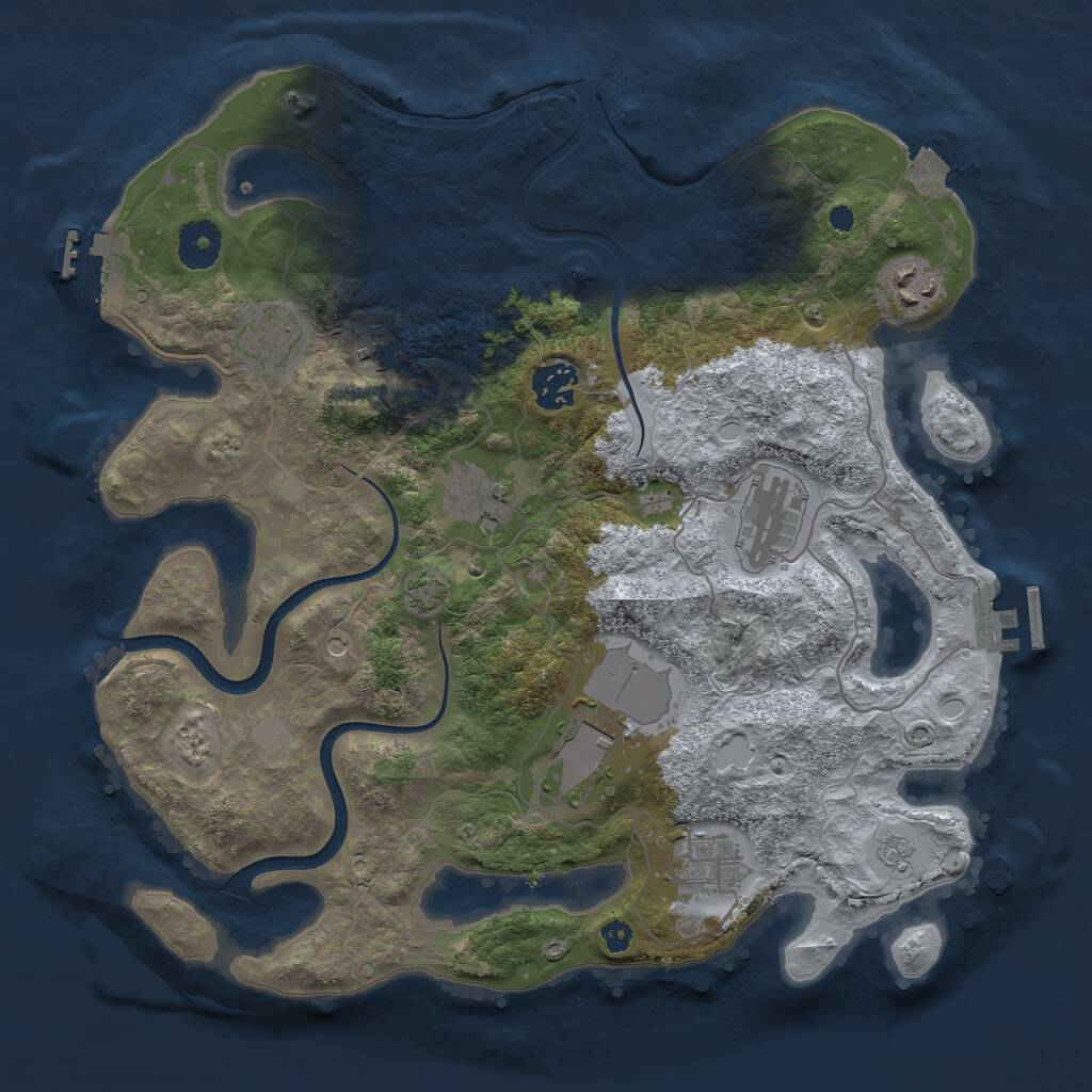 Rust Map: Procedural Map, Size: 3500, Seed: 60051, 14 Monuments
