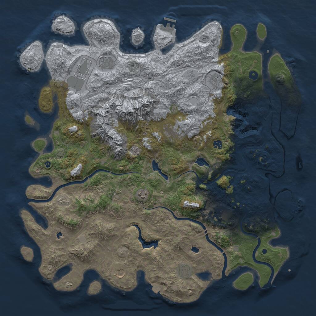Rust Map: Procedural Map, Size: 5100, Seed: 420441646, 17 Monuments