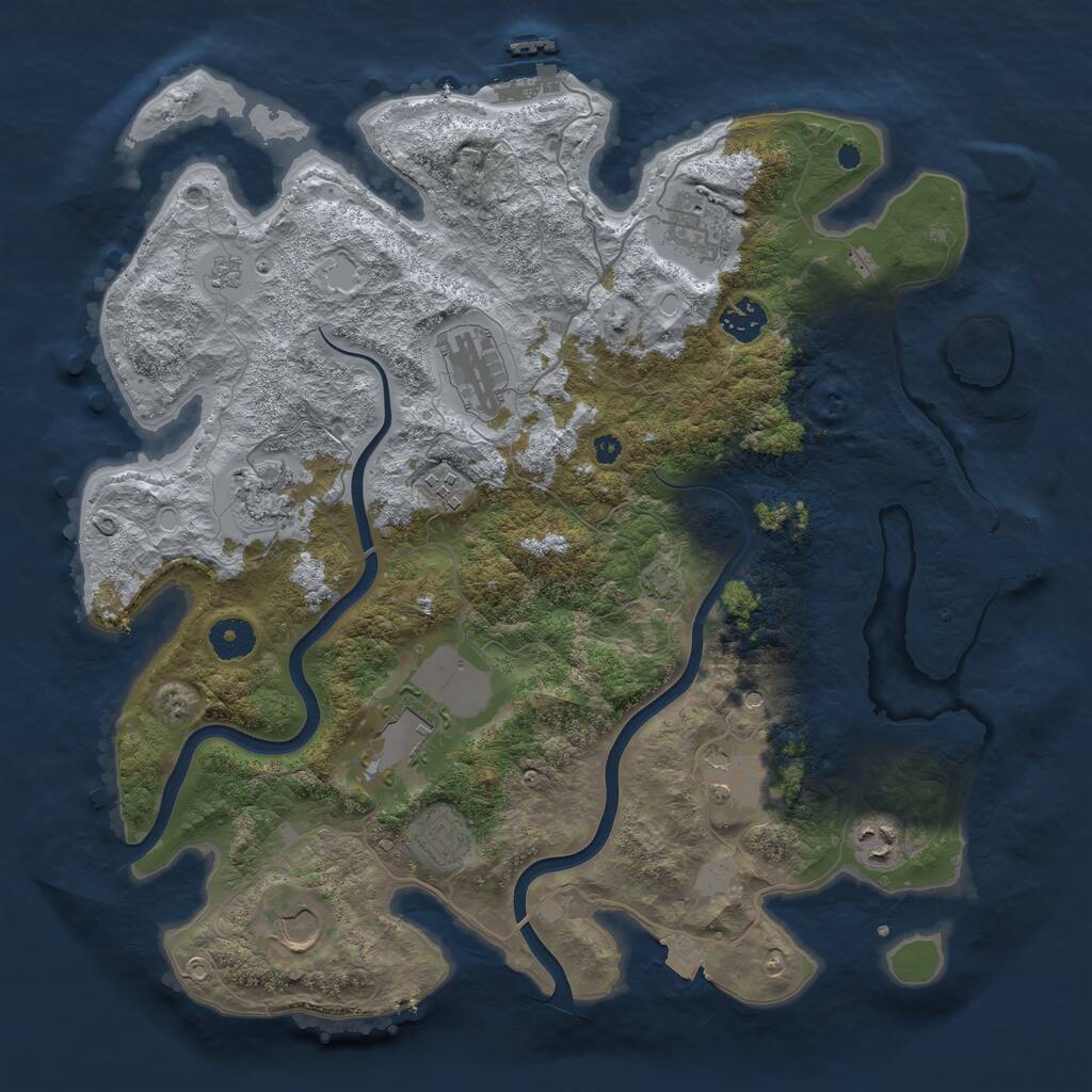 Rust Map: Procedural Map, Size: 3800, Seed: 271062486, 16 Monuments