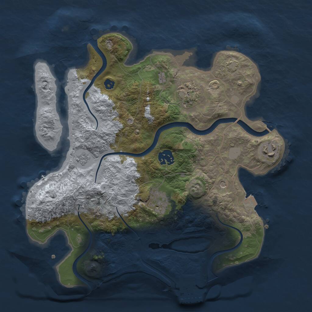 Rust Map: Procedural Map, Size: 3000, Seed: 15995, 9 Monuments