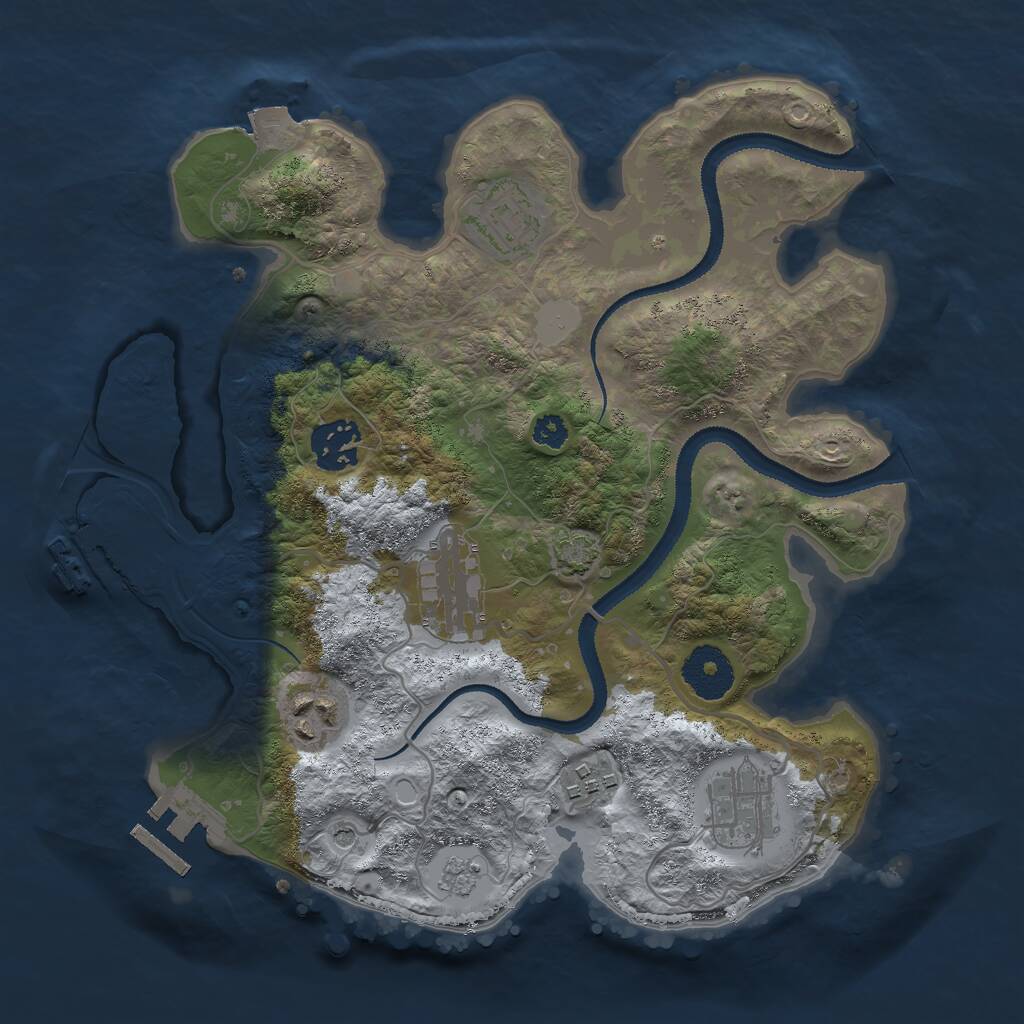 Rust Map: Procedural Map, Size: 3000, Seed: 696969698, 12 Monuments