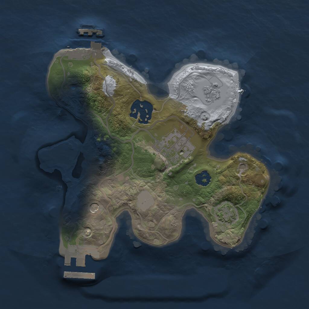 Rust Map: Procedural Map, Size: 2000, Seed: 129387, 8 Monuments