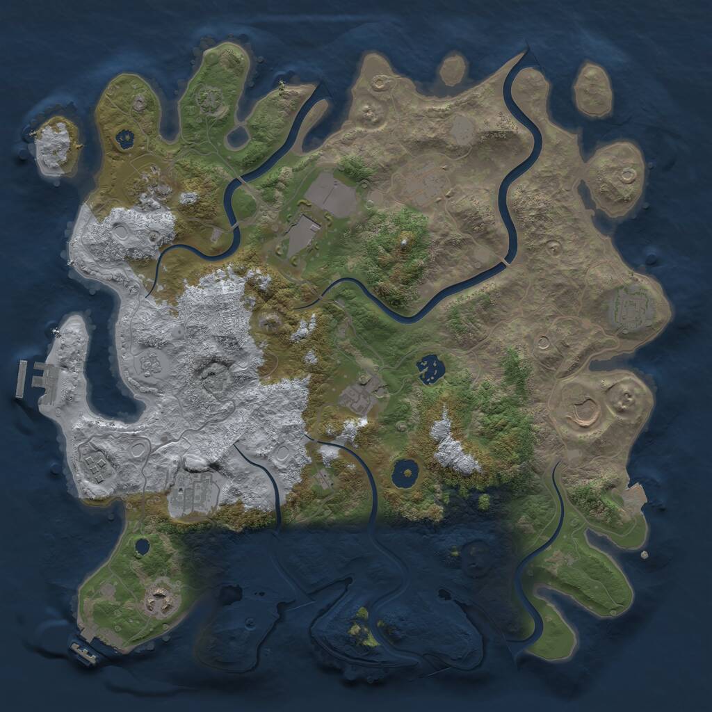 Rust Map: Procedural Map, Size: 3800, Seed: 1728398700, 16 Monuments