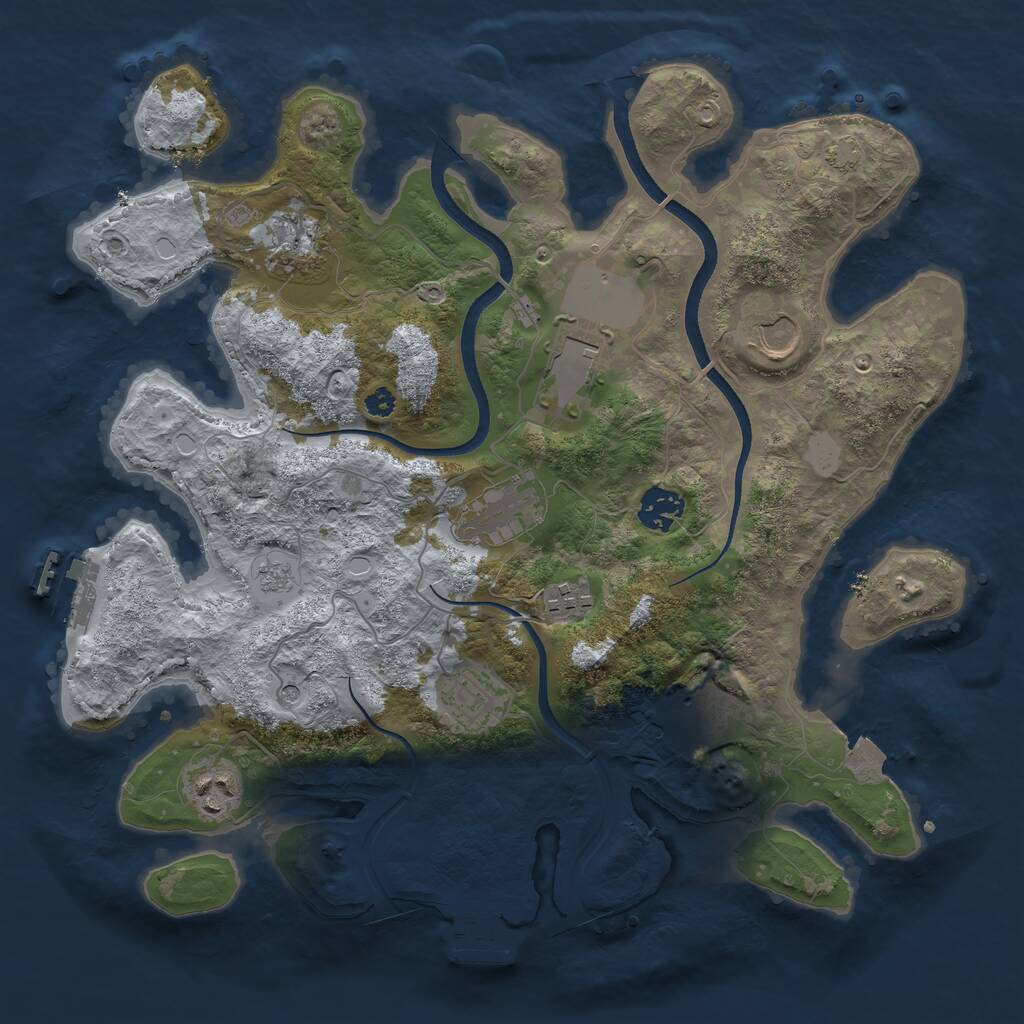 Rust Map: Procedural Map, Size: 3500, Seed: 1193819345, 15 Monuments