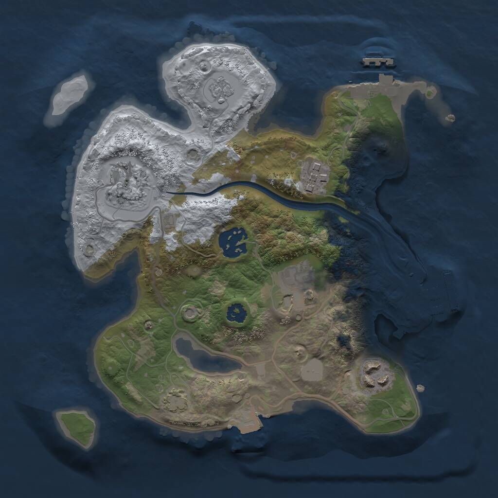 Rust Map: Procedural Map, Size: 2500, Seed: 1255760647, 10 Monuments