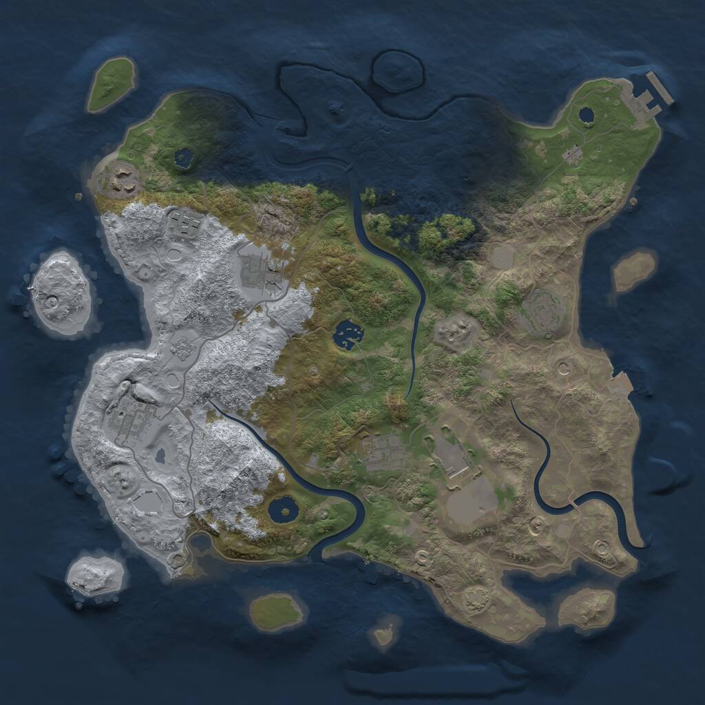 Rust Map: Procedural Map, Size: 3700, Seed: 422241645, 13 Monuments