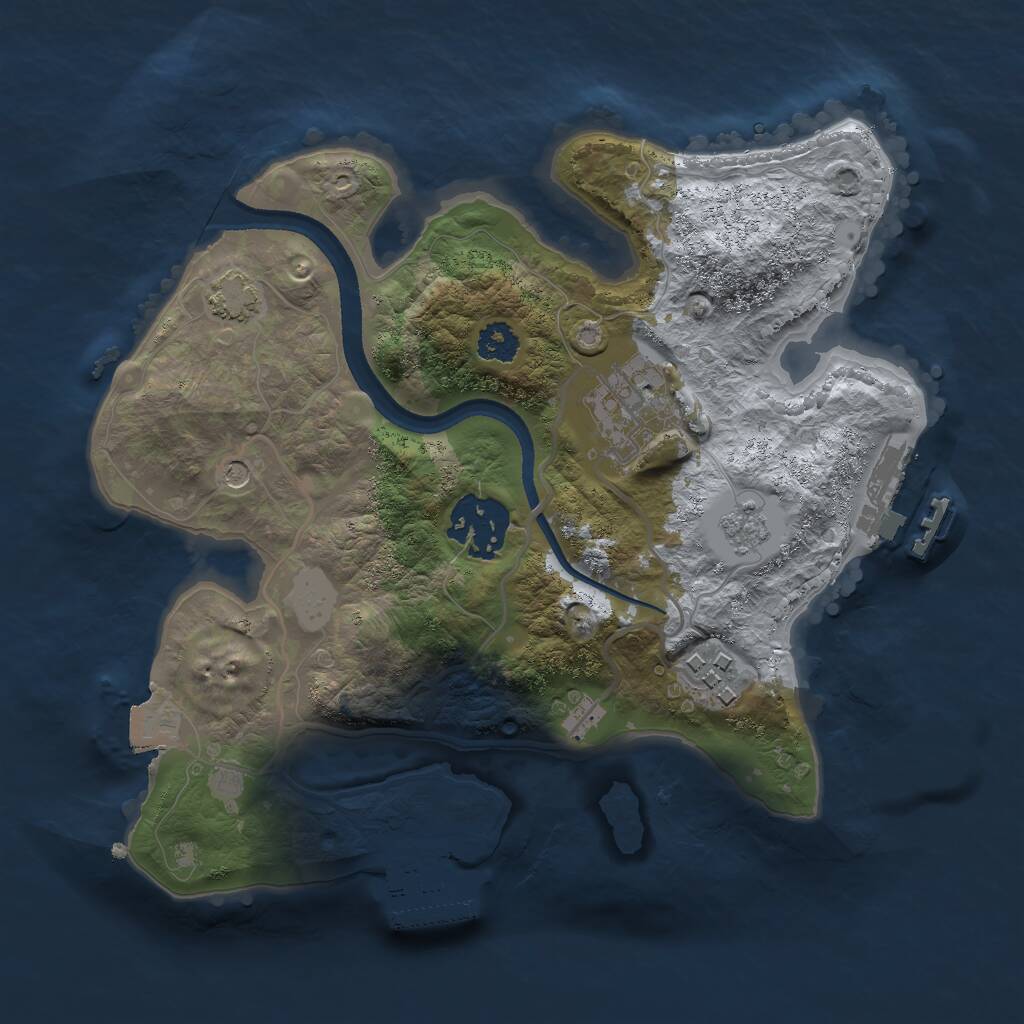 Rust Map: Procedural Map, Size: 2500, Seed: 2281488, 9 Monuments