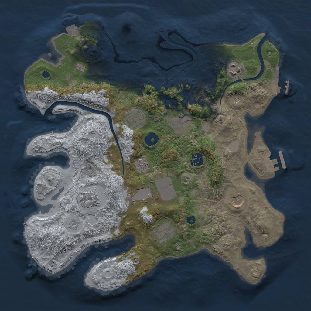 Rust Map: Procedural Map, Size: 3500, Seed: 870372908, 15 Monuments