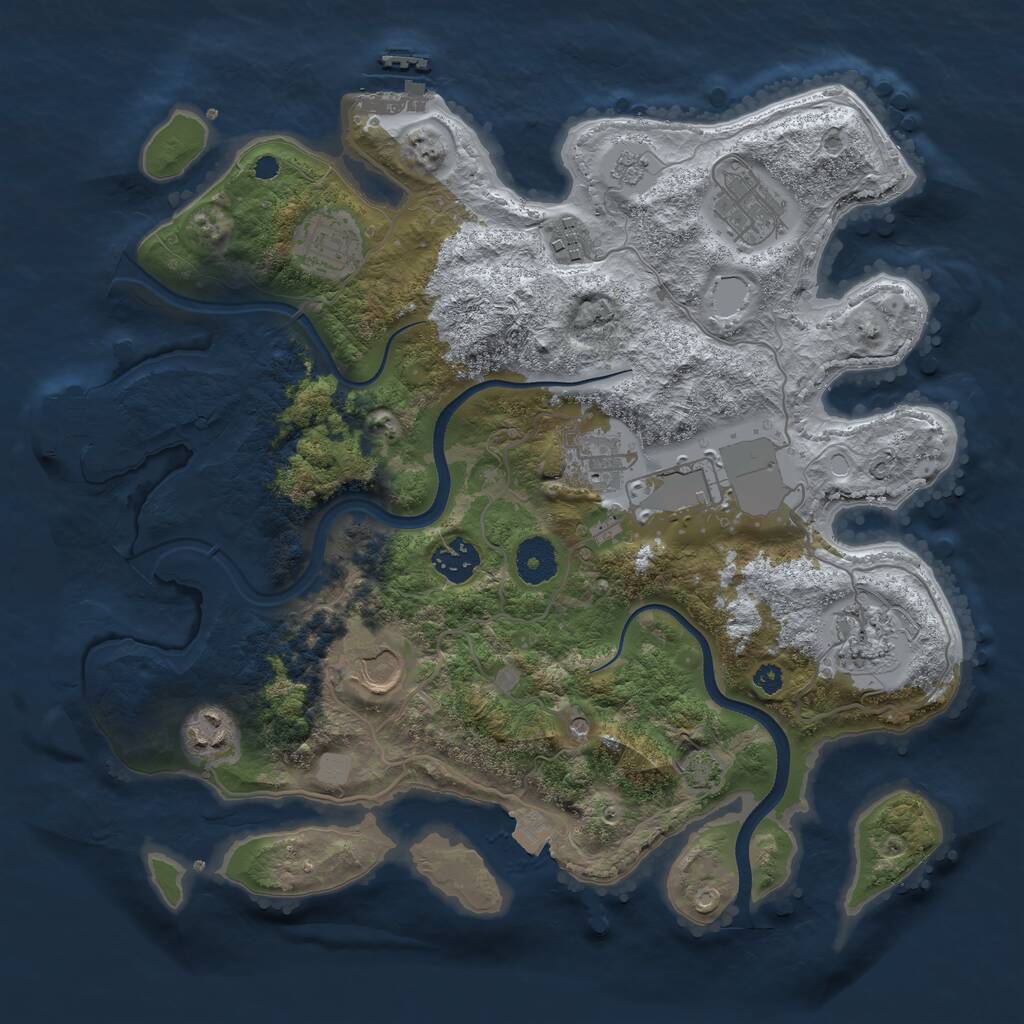 Rust Map: Procedural Map, Size: 3500, Seed: 159637294, 15 Monuments