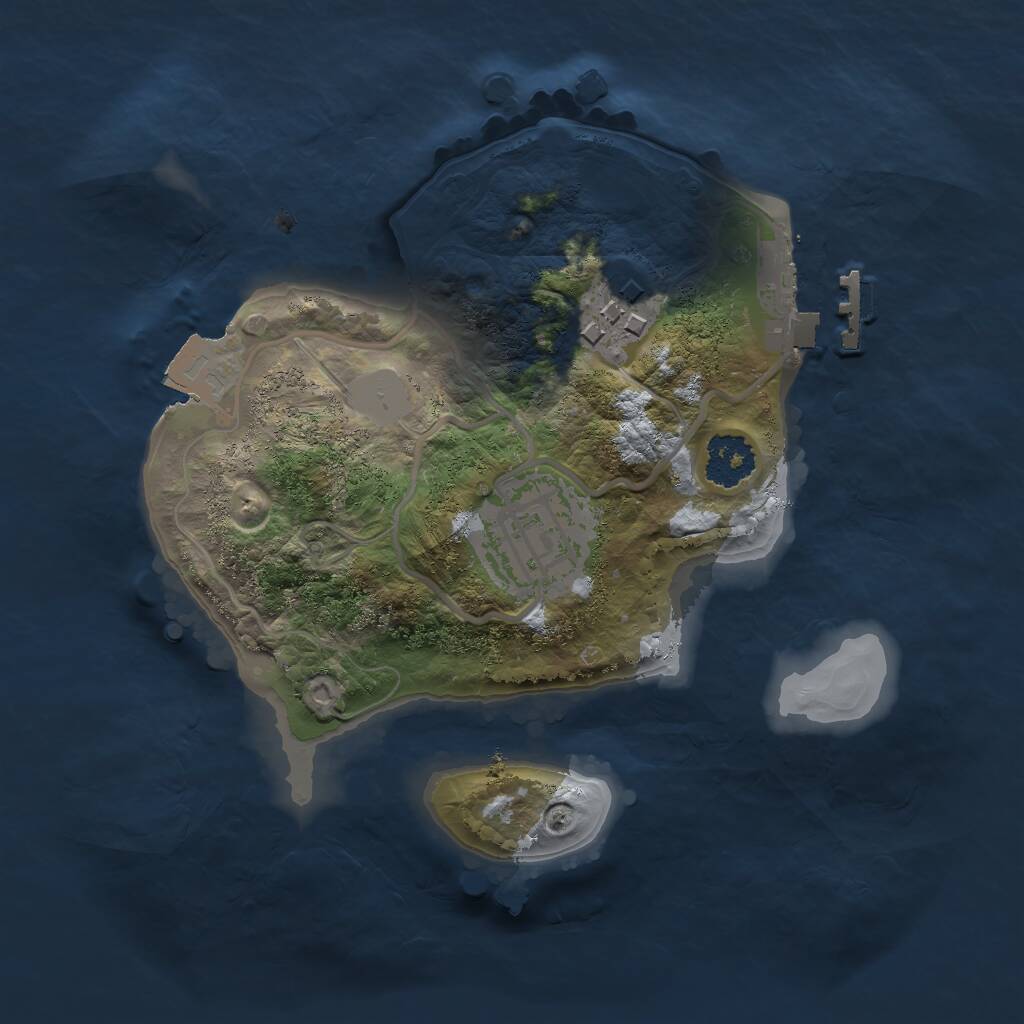 Rust Map: Procedural Map, Size: 2000, Seed: 1842644023, 4 Monuments