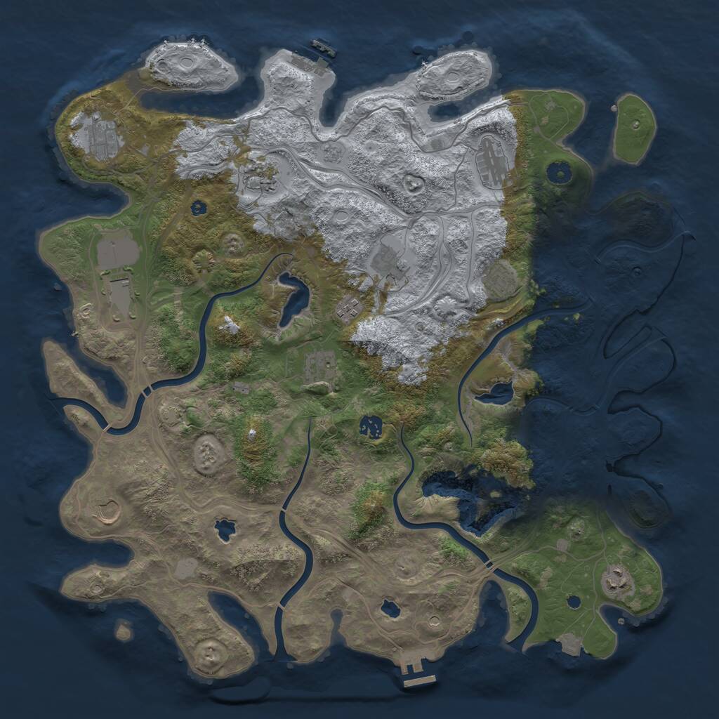 Rust Map: Procedural Map, Size: 4500, Seed: 921203915, 17 Monuments