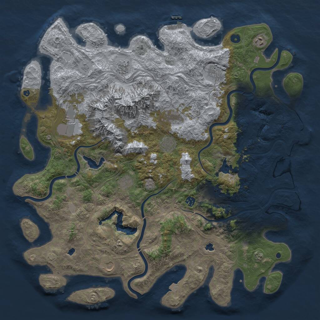 Rust Map: Procedural Map, Size: 5000, Seed: 755691423, 17 Monuments